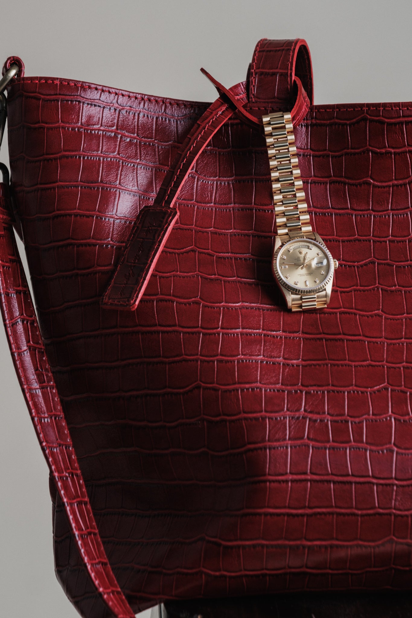 Crocodile Day Bag - Red Wine
