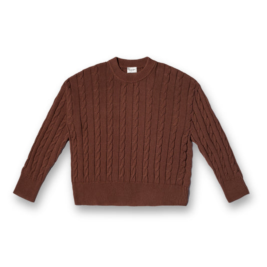 Cable Knit Sweater - Brown