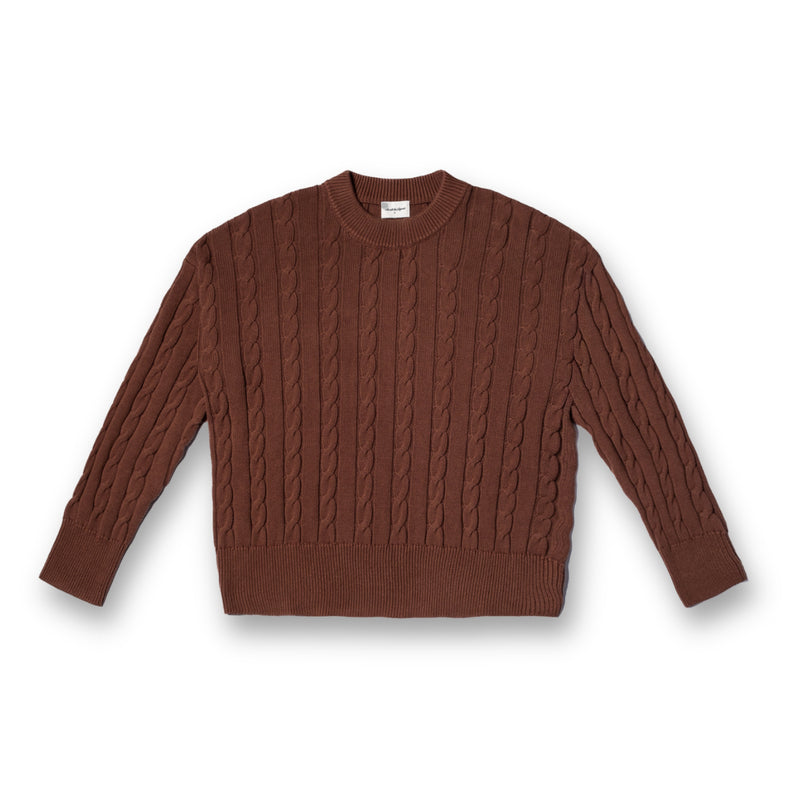 Cable Knit Sweater - Brown