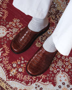 Crocodile Leather Mules - Dark Brown