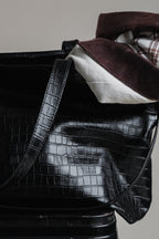 Crocodile Day Bag - Jet Black
