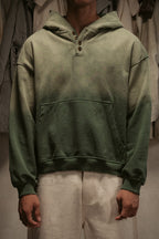 Sun Faded Hoodie Henley - Vintage Green