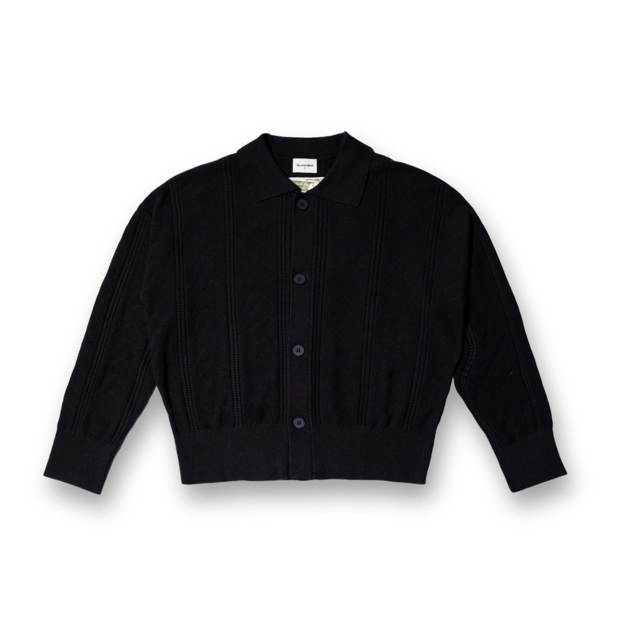 Collar Knit Cardigan - Black