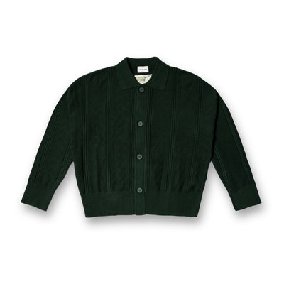 Collar Knit Cardigan - Emerald Green