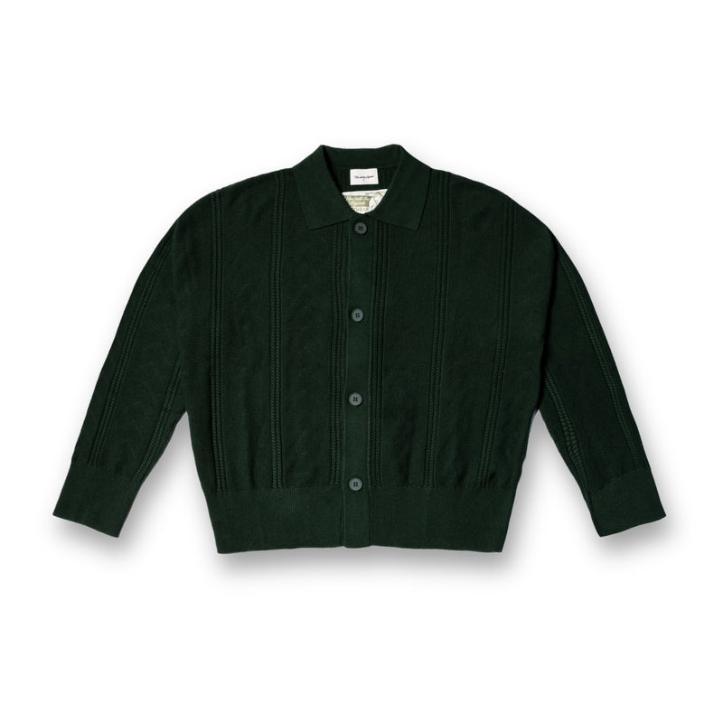 Collar Knit Cardigan - Emerald Green