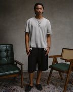 Knit Short-sleeve Henley - Sage Green