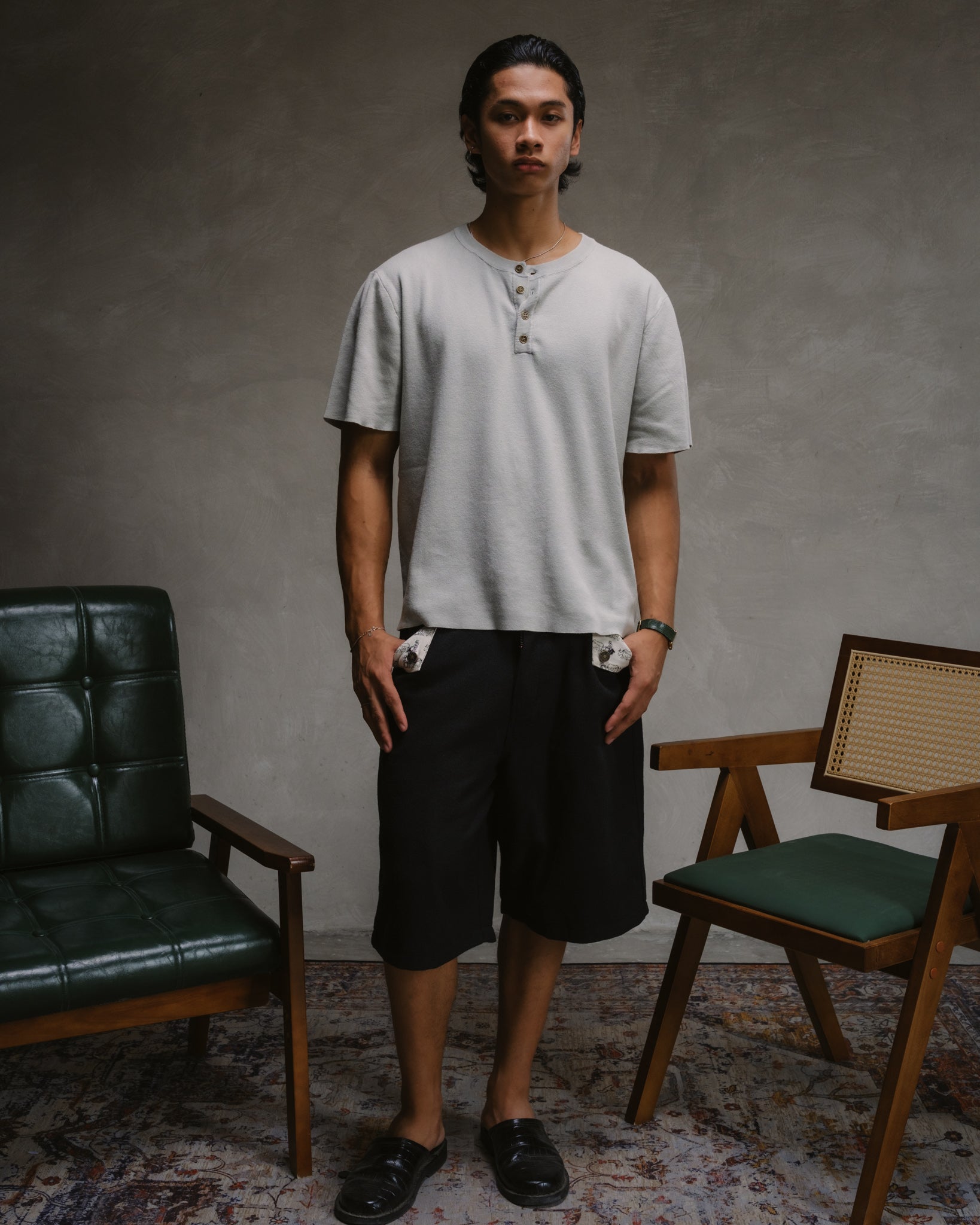 Knit Short-sleeve Henley - Sage Green