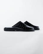 Crocodile Leather Mules - Jet Black
