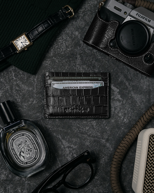 Crocodile Card Holder - Jet Black