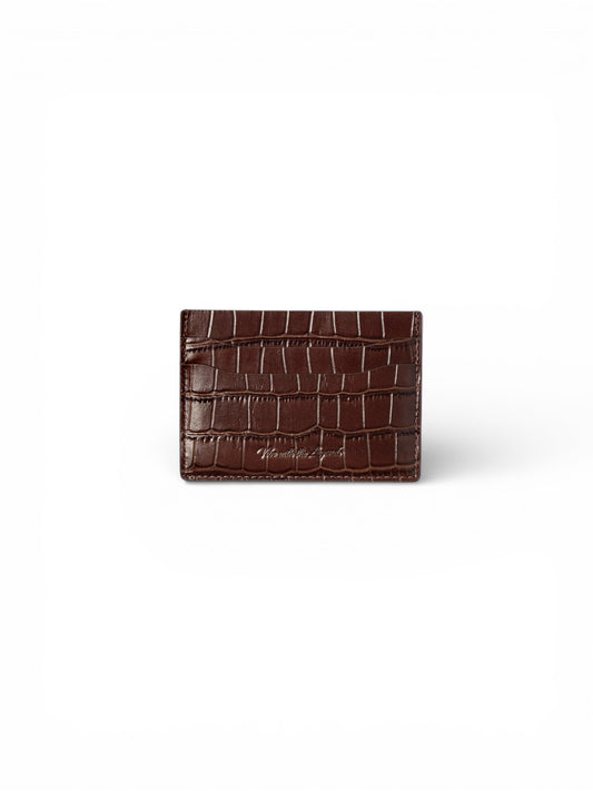 Crocodile Card Holder - Dark Brown