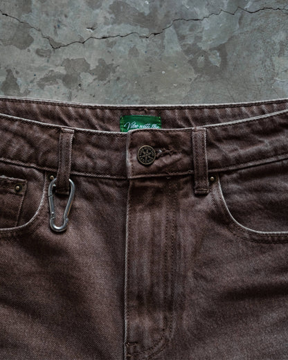 Denim Shorts - Washed Brown