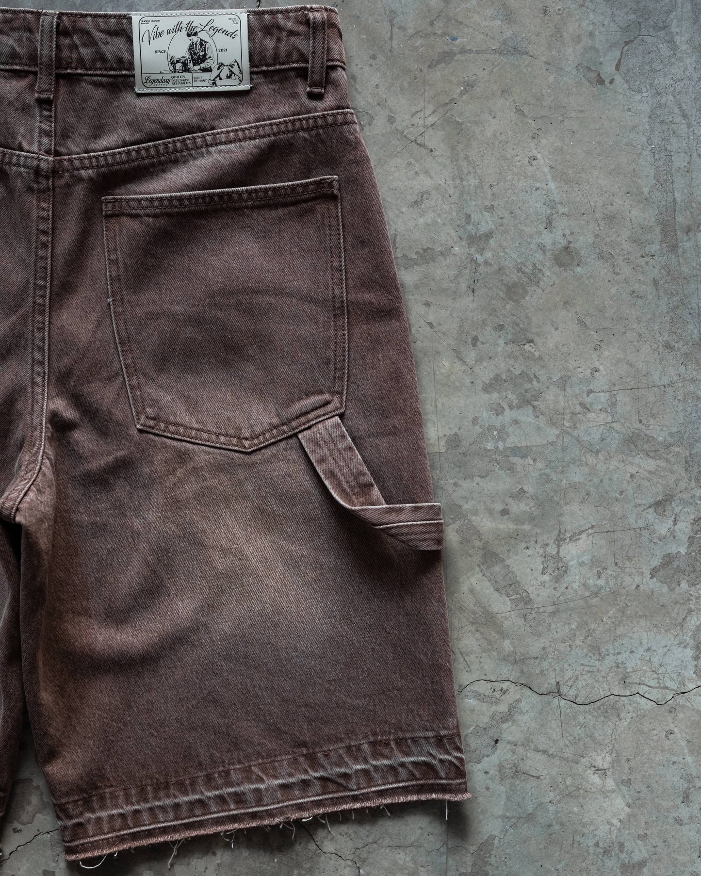 Denim Shorts - Washed Brown